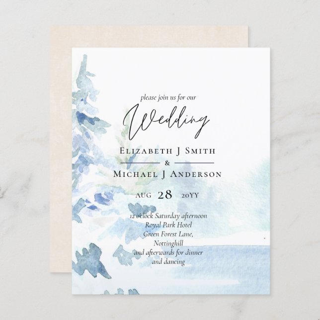 BUDGET Snowy Mountains Winter Lake Trees (Vorne/Hinten)