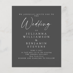 Budget Soft Black Minimalist Skript Hochzeitseinla
