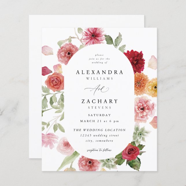 Budget Sommer Mehrfarbenblütenhochzeit 2 (Vorne/Hinten)