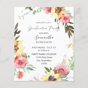 Budget Sommer Sonnenblumen Blumen Abschlussparty Flyer