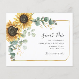 Budget Sonnenblume Eukalyptus Grüne Save the Date Flyer