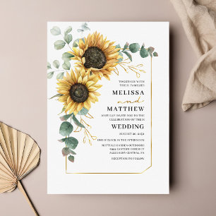 Budget Sonnenblume Eukalyptus Wedding Einladung