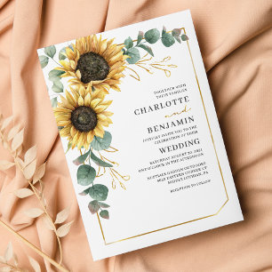 Budget Sonnenblume Eukalyptus Wedding Einladung Flyer