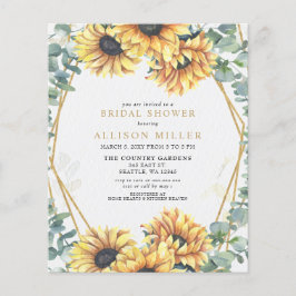 Budget Sonnenblume Gold Bridal Dusche Einladung