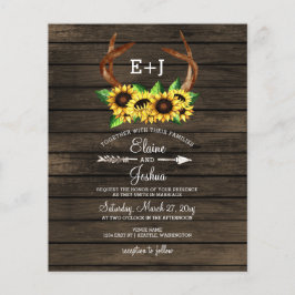 Budget Sonnenblumen Antlers Chic Hochzeit Einladun