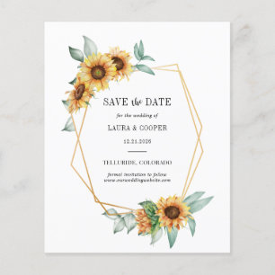 Budget Sonnenblumen Blumen Grünzeug Save The Date Flyer