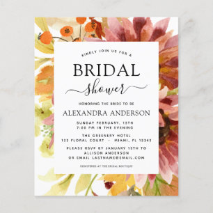 Budget Sonnenblumen Brautparty Burgundy Floral Flyer