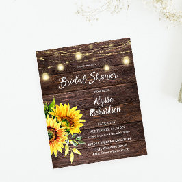 Budget Sonnenblumen, Brautparty-Flyer aus Holz Flyer