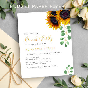 Budget Sonnenblumen Eukalyptus Brautparty-Einladun Flyer