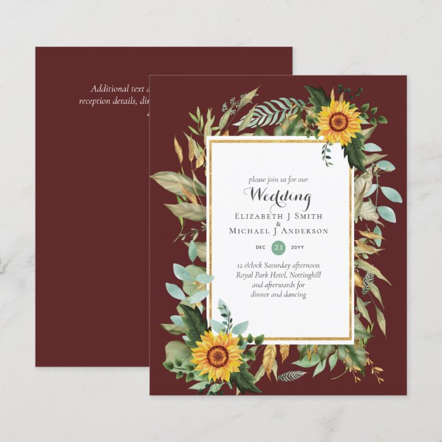 BUDGET Sonnenblumen Eukalyptus Grüne Hochzeit (Vorne/Hinten)