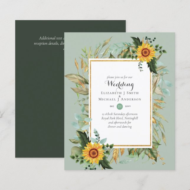 BUDGET Sonnenblumen Eukalyptus Grüne Hochzeit (Vorne/Hinten)