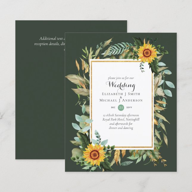 BUDGET Sonnenblumen Eukalyptus Grüne Hochzeit (Vorne/Hinten)