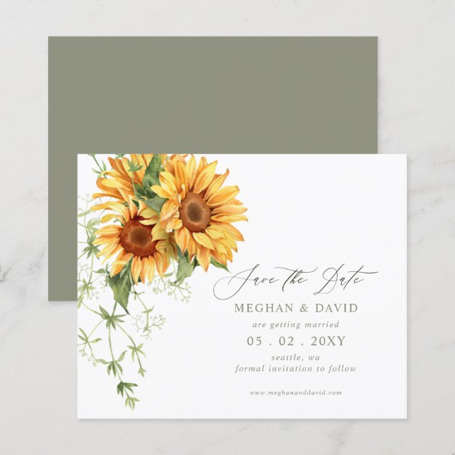 Budget Sonnenblumen Garten Save-the-Date-Karte (Vorne/Hinten)
