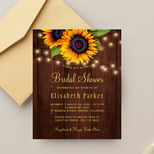 Budget Sonnenblumen Holz Hochzeitseinladung