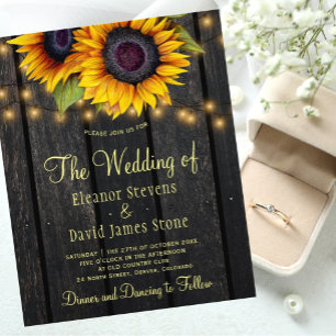 Budget-Sonnenblumen-Rustikal-Landhochzeitseinladun Flyer