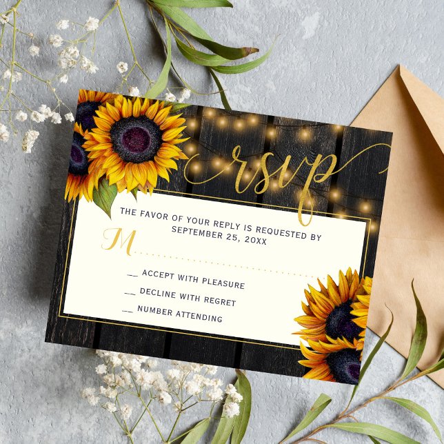 Budget Sonnenblumen rustikales Land Hochzeit Rsvp  (Von Creator hochgeladen)