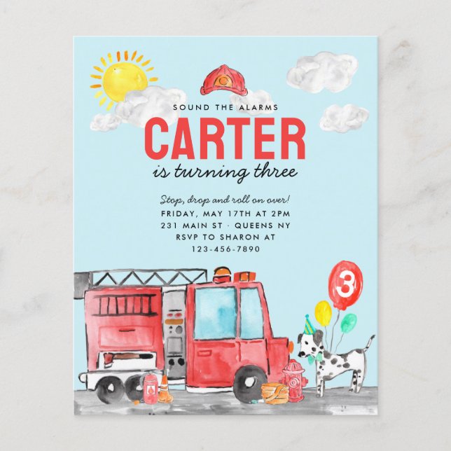 Budget Sound the Alarm Fire Truck Feuermann Geburt (Vorderseite)