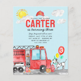 Budget Sound the Alarm Fire Truck Feuermann Geburt Flyer