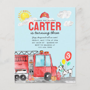 Budget Sound the Alarm Fire Truck Feuermann Geburt Flyer