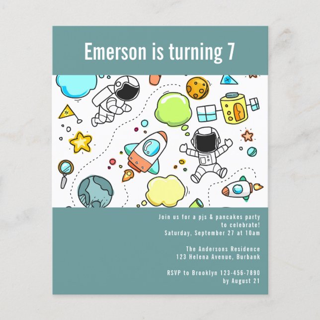 BUDGET Space Astronaut Geburtstagsparty Einladung (Vorderseite)