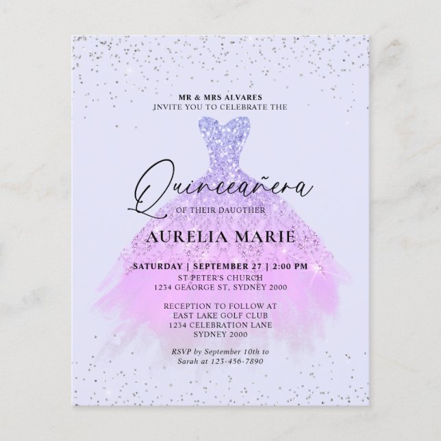 Budget Sparkle Lilac Princess Dress Quinceanera (Vorderseite)