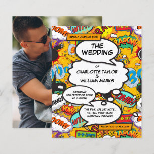 Budget-Spaß-Comic-Book-Foto-Hochzeitseinladung
