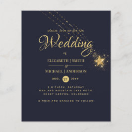 Budget Starry night Blue Wedding Einladung Flyer