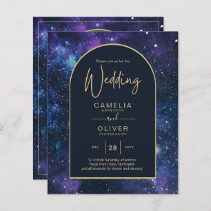 BUDGET Starry Night Lila Blue Wedding INVITE