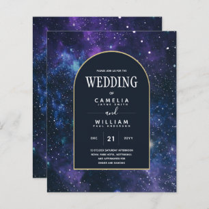 BUDGET Starry Night Lila Blue Wedding INVITE