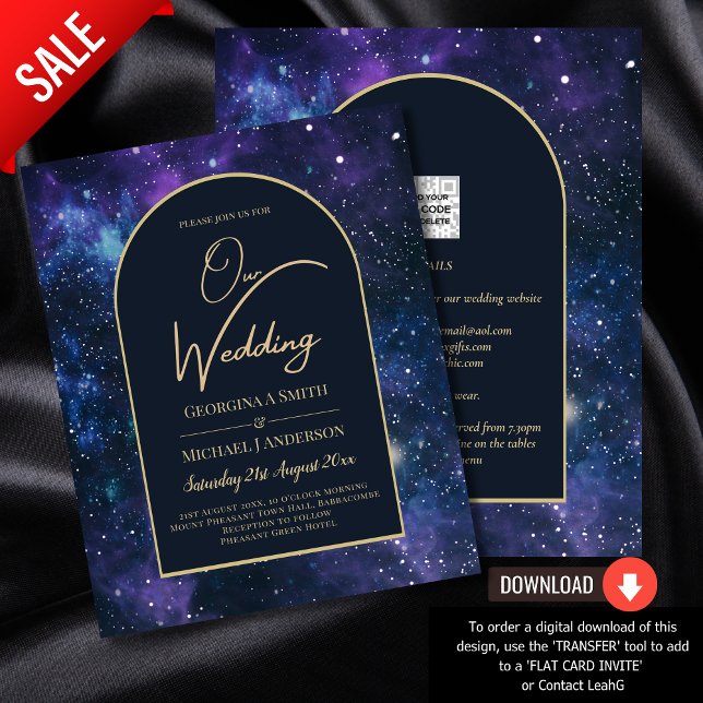 BUDGET Starry Night Lila Blue Wedding INVITE (Von Creator hochgeladen)