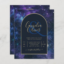 BUDGET Starry Night Lila Blue Wedding INVITE