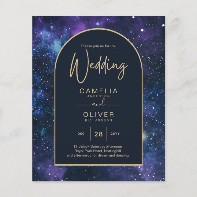 BUDGET Starry Night Lila Blue Wedding INVITE Flyer (Vorne)