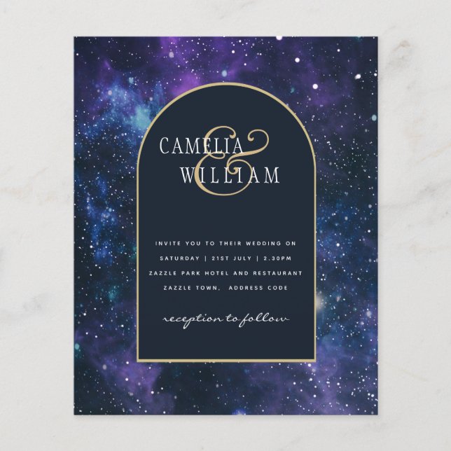 BUDGET Starry Night Lila Blue Wedding INVITE Flyer (Vorne)
