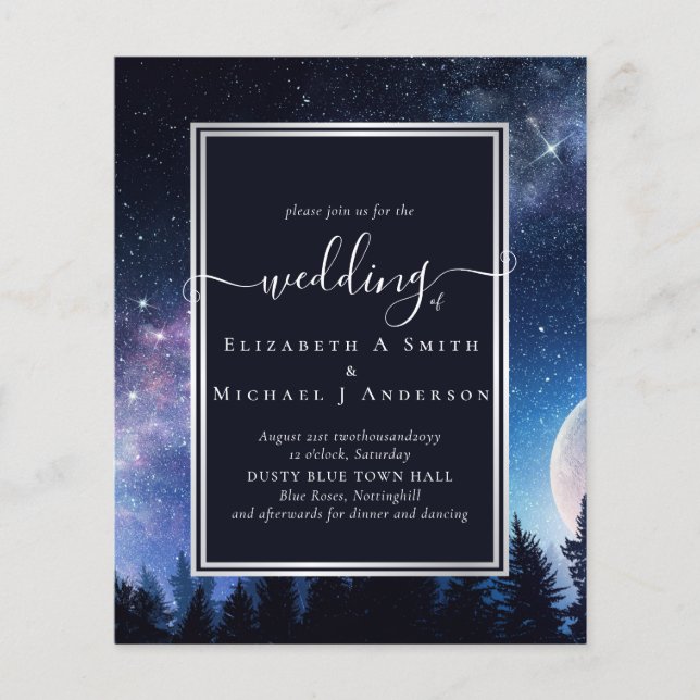 BUDGET Starry Night Mitternachtstars Hochzeitbudge Flyer (Vorne)