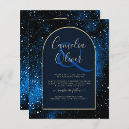 BUDGET Starry Night Navy Blue Gold Hochzeit INVITE