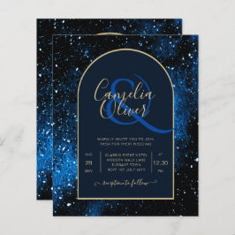 BUDGET Starry Night Navy Blue Gold Hochzeit INVITE