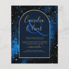 BUDGET Starry Night Navy Blue Gold Hochzeit INVITE Flyer