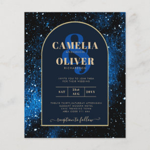 BUDGET Starry Night Navy Blue Gold Hochzeit INVITE Flyer