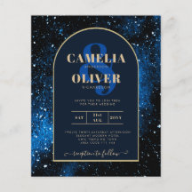BUDGET Starry Night Navy Blue Gold Hochzeit INVITE