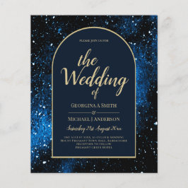 BUDGET Starry Night Navy Blue Gold Hochzeit INVITE Flyer