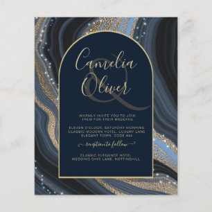 BUDGET Starry Night Navy Gold Agate Wedding INVITE Flyer