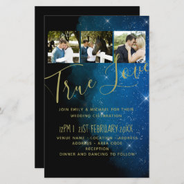 BUDGET Starry Night Navy Gold Einladungen für Hoch