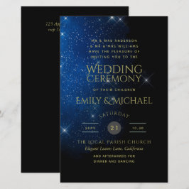 BUDGET Starry Night Navy Gold Einladungen für Hoch