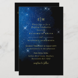 BUDGET Starry Night Navy Gold Einladungen für Hoch