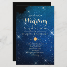 BUDGET Starry Night Navy Gold Einladungen für Hoch