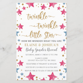 Budget Stars Gender Reveal Baby Shower Einladung