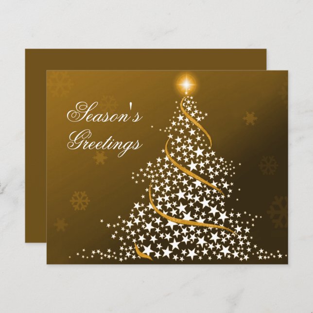 Budget Startup Christmas Tree Gold Holiday Card (Vorne/Hinten)