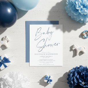 Budget Staubblau Schrift von Hand Baby-Party