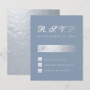 Budget Staubblau Silber Kalligrafie Hochzeit RSVP