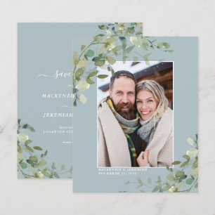 Budget Staubblaues Eukalyptus Foto "Save the Date"